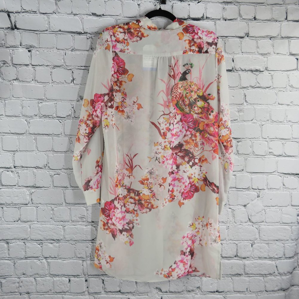 Women's Printed Chiffon Button Down Duster and Tank - Picture 3 of 5